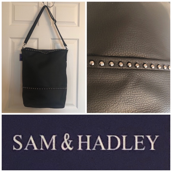 Sam & Hadley Bags Sam Hadley Xl Studded Black Bucket Bag Poshmark
